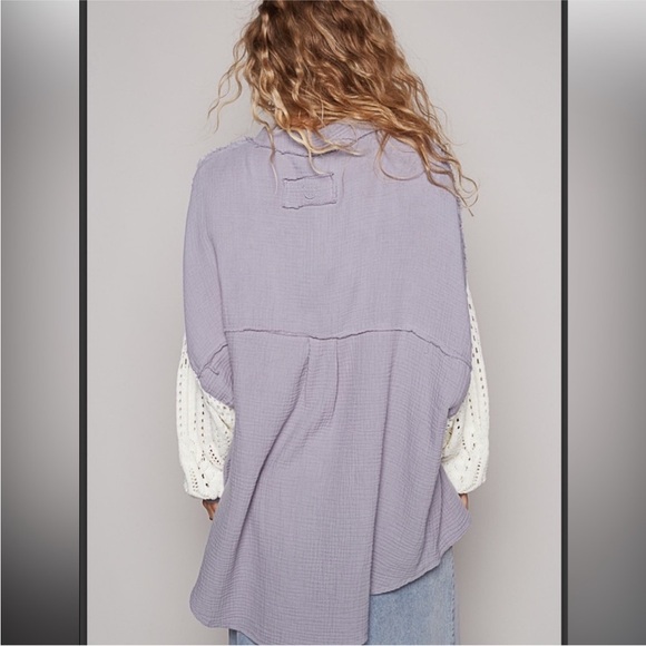 POL OVERSIZED GAUZE SWEATER SLEEVE SHACKET ππFREE SHIPPING!! πππ - Picture 3 of 3